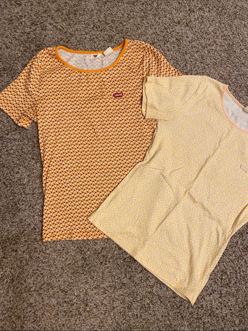 Levi's Orange Patterned Short Sleeve Tee and Yellow Floral Tee